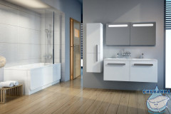 Тумба двойная Ravak Chrome 120 белый с раковиной Chrome 120