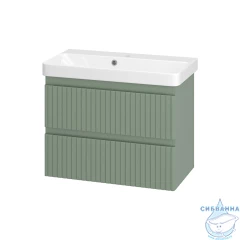 Тумба подвесная Brevita Victory 70 зеленый с раковиной Dreja Luxury 70