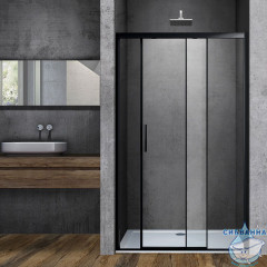 Дверь в нишу Vincea Soft 120 профиль черный, стекло прозрачное VDS-3SO120CLB