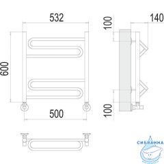 Полотенцесушитель водяной Terminus Юпитер П6 50х60 (нижнее подключение)