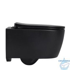 Унитаз подвесной безободковый Abber Bequem AC1104MB с сиденьем Soft Close (микролифт) (черный матовый)