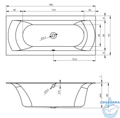 Акриловая ванна Riho Linares R 160x70 с каркасом