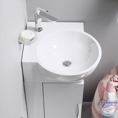 Тумба угловая Aqwella Classic Рио 45 с раковиной Дельта 45 белый глянец