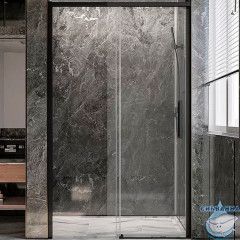 Дверь в нишу Veconi Premium Trento 140 профиль черный, стекло прозрачное PTD40-B-140-01-C4