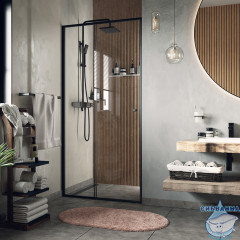 Дверь в нишу Wasserkraft Dill 120 см профиль черный, стекло прозрачное 61S05