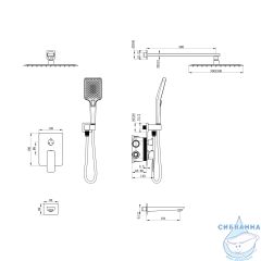 Душевая система Oliveeka D-Line 300 1 режим OL-88939003-BGM(оружейная сталь)