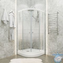 Душевое ограждение Тритон Стандард А 90x90 профиль белый, стекло полосы Щ0000061805 (с поддоном)