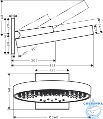  Верхний душ Hansgrohe Rainfinity 36 см 3 режима 26234670 (черный)