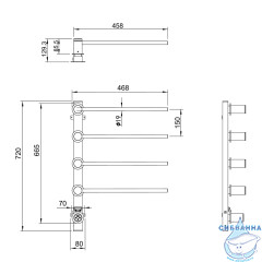Полотенцесушитель электрический  Wonzon&Woghand Hamburg 47х72 WW-AL314-G (с возможностью скрытого подключения, подключение универсальное) (золото)