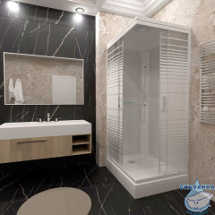 Душевое ограждение Тритон Квадро 120x80 профиль белый, стекло полосы Щ0000064616 (с поддоном)