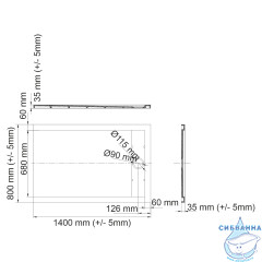 Поддон из литьевого мрамора WasserKRAFT Wiese 140x80 84T35 серый