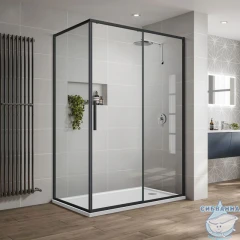 Душевое ограждение Vincea Slim-U 120x90 профиль черный, стекло прозрачное VSR-2SU9012CLB