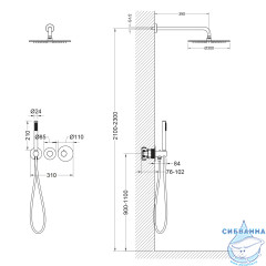 Душевая система Timo Saona  300 1 режим SX-2359/17SM (золото матовое)