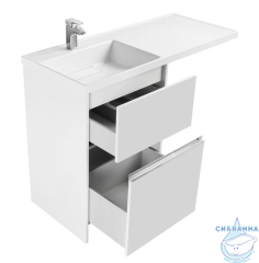 Тумба Акватон Лондри 60 белый глянец с раковиной Лондри 120 L 1A72843KLH01L/1A235901LH010