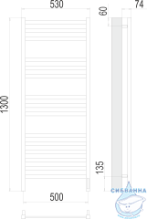 Полотенцесушитель электрический Terminus Енисей П15 50Х130 (с возможностью скрытого подключения, подключение справа) (хром)