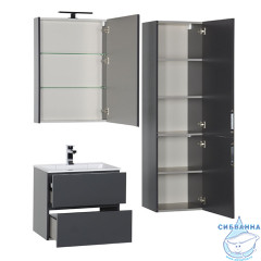 Пенал подвесной Aquanet Алвита 35 серый антрацит L