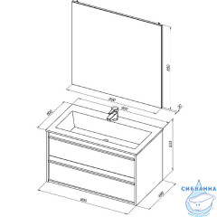 Тумба Aquanet Lino 90 253913  с раковиной Электра 90 дуб веллингтон