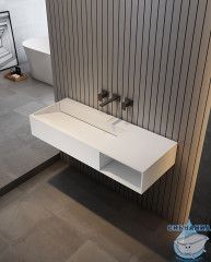 Тумба с раковиной ABBER Stein AS2640-1.0 R подвесная, белая матовая