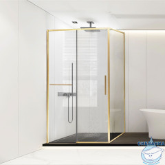 Душевое ограждение Vincea Slim Soft 150x90 профиль брашированное золото, стекло прозрачное VSR-1SS9015CLG