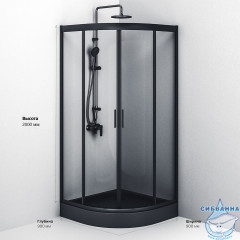 Душевое ограждение Am.Pm Gem W90G-401-090BT 90x90 профиль черный, стекло прозрачное (без поддона)