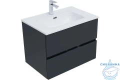 Тумба Aquanet Алвита new 70 антрацит с раковиной Флэт 70