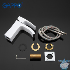 Смеситель для раковины Gappo G1007-8 (без донного клапана) (хром/белый)