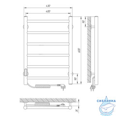 Полотенцесушитель электрический Laris Джаз П6 40х60 L (хром)