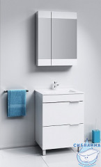 Тумба напольная Aqwella Classic Бриг 60 с раковиной Quadro 60 белый глянец с ящиками