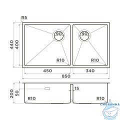 Кухонная мойка Omoikiri Taki 85-2-LB-U/IF-GB Side нерж.сталь/графит