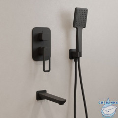 Душевая система с тропическим душем, ручным душем и изливом, черный матовый, Slide, IDDIS, SLIBL03i68
