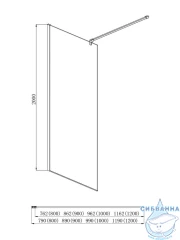 Walk in Aquatek 90х200 AQ WIW 09020GM профиль оружейная сталь, стекло прозрачное 