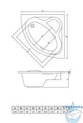 Акриловая ванна C-BATH Aurora 120x120 с каркасом