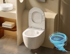 Унитаз подвесной безободковый Abber Bequem  AC1100T с сиденьем Soft Close (микролифт) (белый)