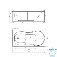 Акриловая ванна Aquatek Мартиника 180х90 с каркасом