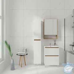 Тумба Viant Мальта 60Н с раковиной Como 60 белый/дуб вотан