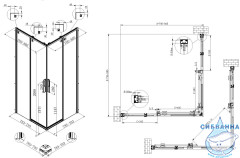 Душевое ограждение Vincea Ultima 80x80 профиль хром, стекло прозрачное VSS-7UL8080CL