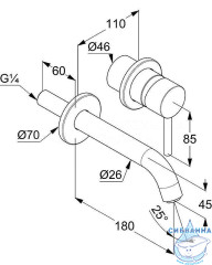  Смеситель для раковины встраиваемый  Kludi Bozz 38244N076 (брашированное золото)
