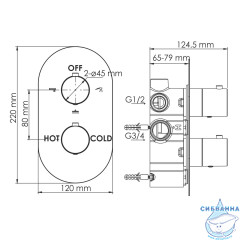 Встраиваемый смеситель для ванны Wasserkraft Berkel 4844 Thermo (хром)