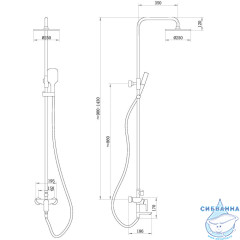 Душевая стойка ABBER Weiss Insel AF8016BL с изливом, черный матовый