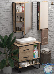 Тумба 1MARKA Grunge Loft 80Н дуб вотан с раковиной Акватон Infinity 60