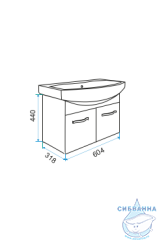 Тумба подвесная 1Marka Вита 65 (2 дверки) с раковиной Балтика 65 с дверцами белый глянец