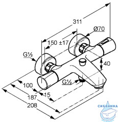 Смеситель для ванны термостатический Kludi Zenta 351010538