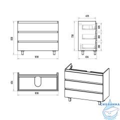 Тумба напольная Brevita Victory 105 серый с раковиной Dreja Luxury 105