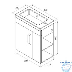 Тумба с умывальником, 40 см, подвесная, полки справа, TORR, IDDIS, TOR40WRi95K