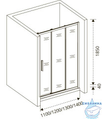 Дверь в нишу Bas Orion WTW-120-C-CH профиль хром, стекло прозрачное