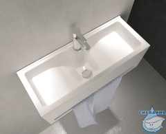 Тумба подвесная 1Marka Tiny S 50П с раковиной Tiny S 50 белый глянец