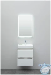 Тумба Aquanet Вега 50 с раковиной Aquanet Ирис 50 белый глянцевый