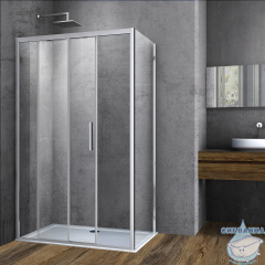 Душевое ограждение Vincea Soft 110x90 профиль вороненая сталь, стекло прозрачное VSR-3SO9011CLGM