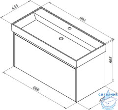 Тумба под раковину Aquanet Nova Lite100 242580 белый глянец