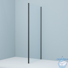 Боковая стенка Iddis Slide 90x195 профиль черный, стекло прозрачный